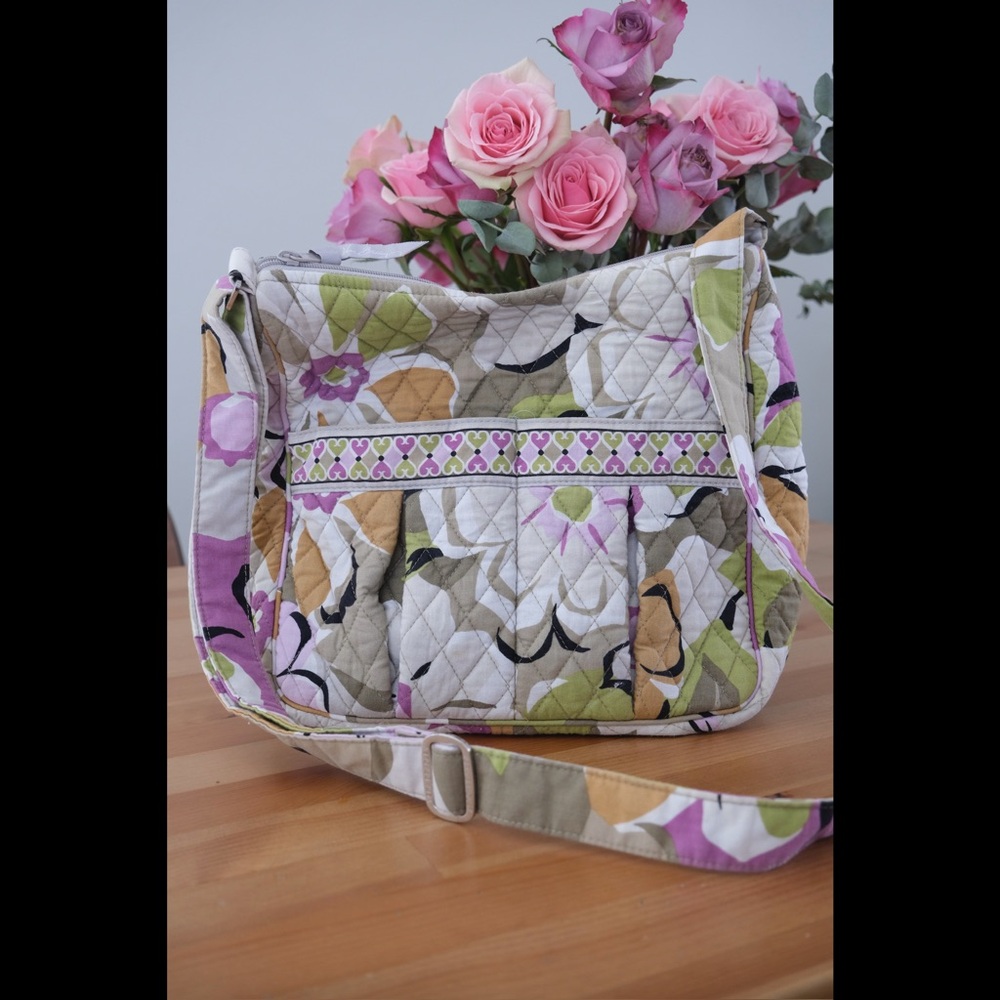 Vera Bradley Crossbody Bag in Purple and Green Floral Print